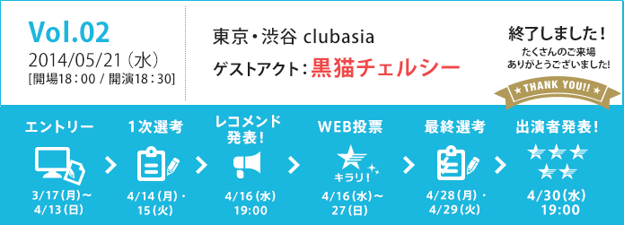 Vol.02 東京・渋谷 clubasia 2014/05/21（水）